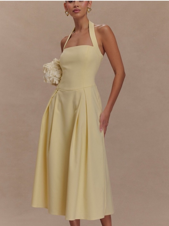 Meshki Dresses & Skirts - Meshki Juana Halter Midi Dress in Lemon